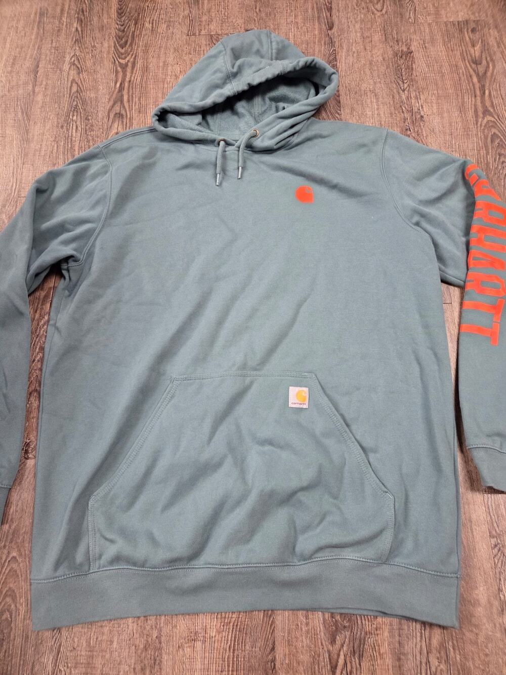 Carhartt 105940 Rain Defender Loose Fit Sweatshirt XLT Hoodie Green/Blue